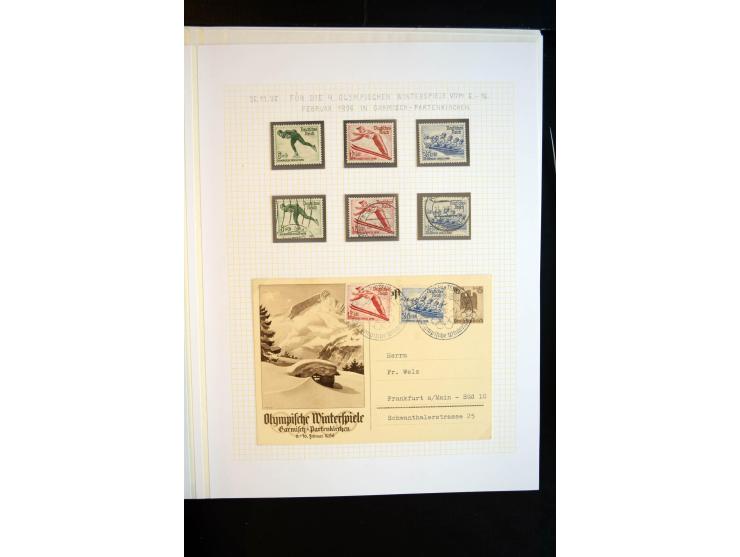 1933/45, schöne ungebraucht/postfrische und gestempelte Sammlung mit Zusammendrucken und Briefe, dabei bessere wie 508-11 ges