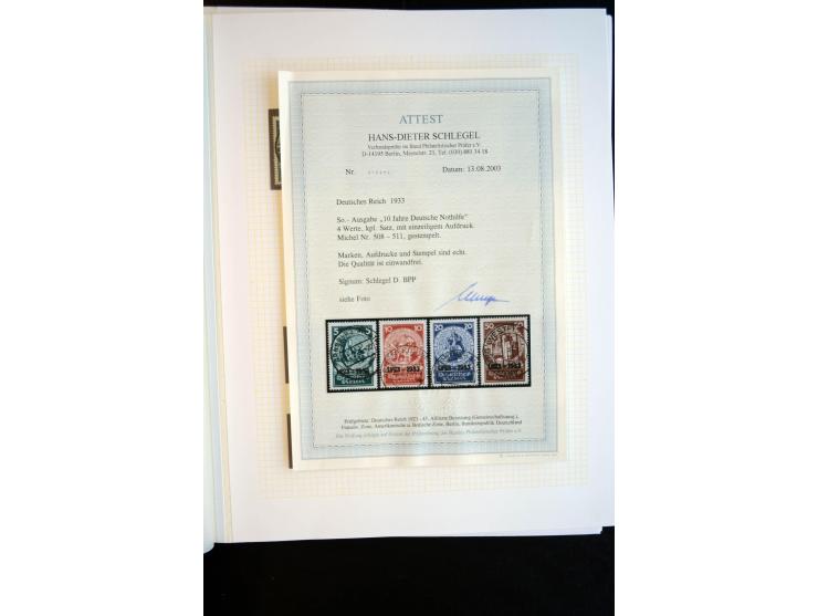 1933/45, schöne ungebraucht/postfrische und gestempelte Sammlung mit Zusammendrucken und Briefe, dabei bessere wie 508-11 ges
