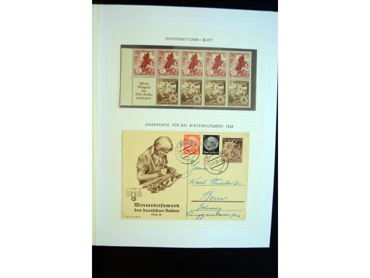 1933/45, schöne ungebraucht/postfrische und gestempelte Sammlung mit Zusammendrucken und Briefe, dabei bessere wie 508-11 ges