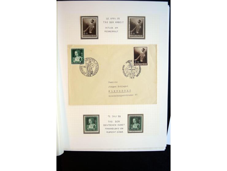 1933/45, schöne ungebraucht/postfrische und gestempelte Sammlung mit Zusammendrucken und Briefe, dabei bessere wie 508-11 ges