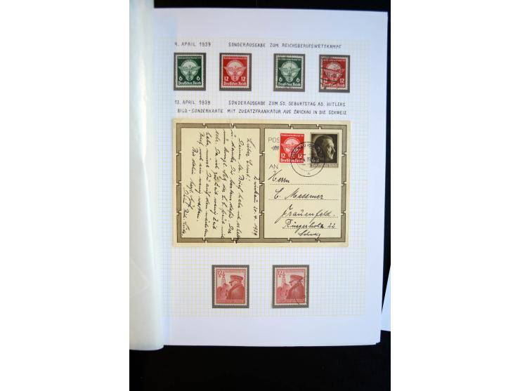 1933/45, schöne ungebraucht/postfrische und gestempelte Sammlung mit Zusammendrucken und Briefe, dabei bessere wie 508-11 ges