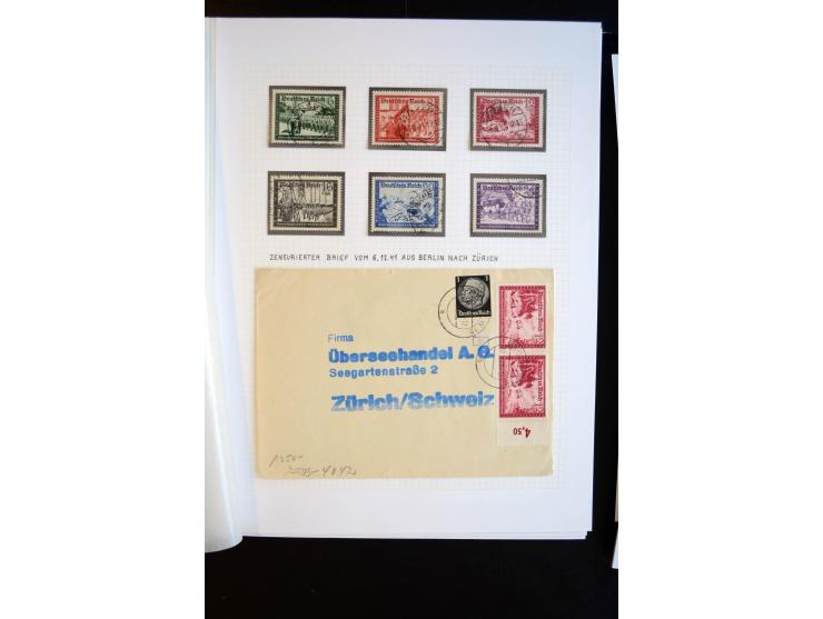 1933/45, schöne ungebraucht/postfrische und gestempelte Sammlung mit Zusammendrucken und Briefe, dabei bessere wie 508-11 ges