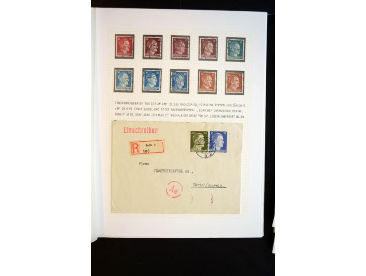 1933/45, schöne ungebraucht/postfrische und gestempelte Sammlung mit Zusammendrucken und Briefe, dabei bessere wie 508-11 ges