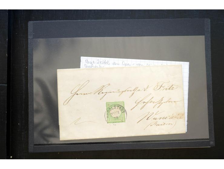 1872/74, 25 Brustschild-Briefe/Karten mit vielen besseren Frankaturen, dabei u.a. Mi.-Nr. 11, 12, 13, 30, dabei Buntfrankatur
