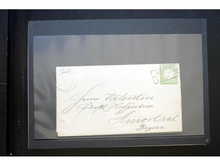 1872/74, 25 Brustschild-Briefe/Karten mit vielen besseren Frankaturen, dabei u.a. Mi.-Nr. 11, 12, 13, 30, dabei Buntfrankatur