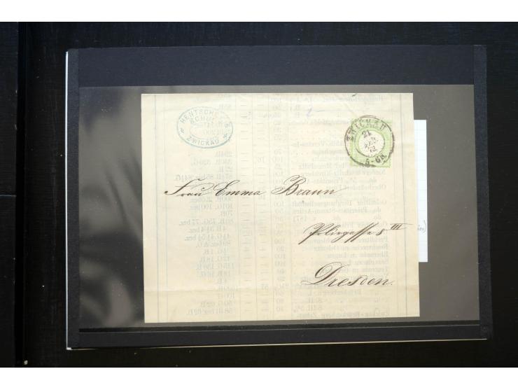 1872/74, 25 Brustschild-Briefe/Karten mit vielen besseren Frankaturen, dabei u.a. Mi.-Nr. 11, 12, 13, 30, dabei Buntfrankatur