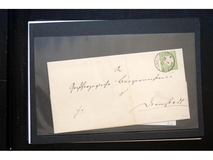 1872/74, 25 Brustschild-Briefe/Karten mit vielen besseren Frankaturen, dabei u.a. Mi.-Nr. 11, 12, 13, 30, dabei Buntfrankatur
