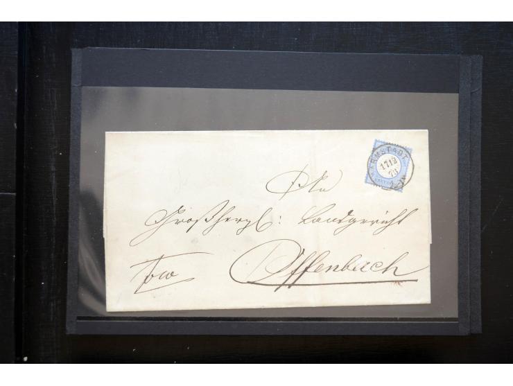1872/74, 25 Brustschild-Briefe/Karten mit vielen besseren Frankaturen, dabei u.a. Mi.-Nr. 11, 12, 13, 30, dabei Buntfrankatur