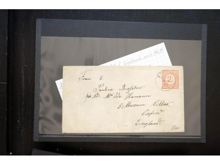 1872/74, 25 Brustschild-Briefe/Karten mit vielen besseren Frankaturen, dabei u.a. Mi.-Nr. 11, 12, 13, 30, dabei Buntfrankatur