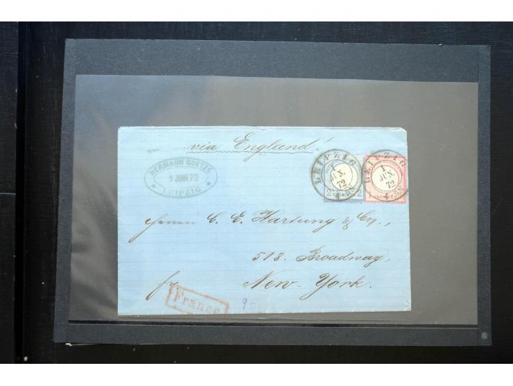 1872/74, 25 Brustschild-Briefe/Karten mit vielen besseren Frankaturen, dabei u.a. Mi.-Nr. 11, 12, 13, 30, dabei Buntfrankatur