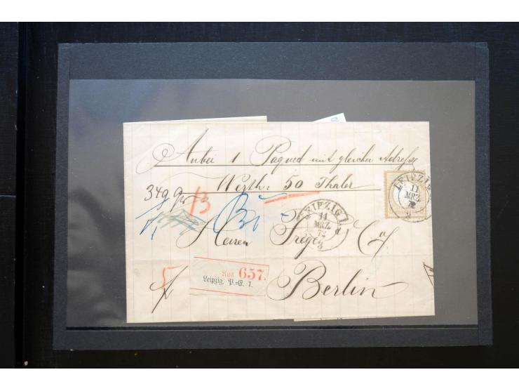 1872/74, 25 Brustschild-Briefe/Karten mit vielen besseren Frankaturen, dabei u.a. Mi.-Nr. 11, 12, 13, 30, dabei Buntfrankatur