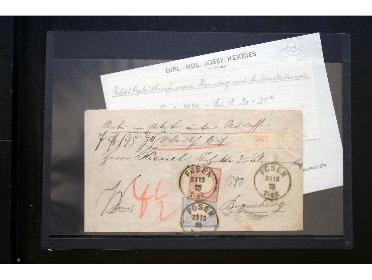 1872/74, 25 Brustschild-Briefe/Karten mit vielen besseren Frankaturen, dabei u.a. Mi.-Nr. 11, 12, 13, 30, dabei Buntfrankatur