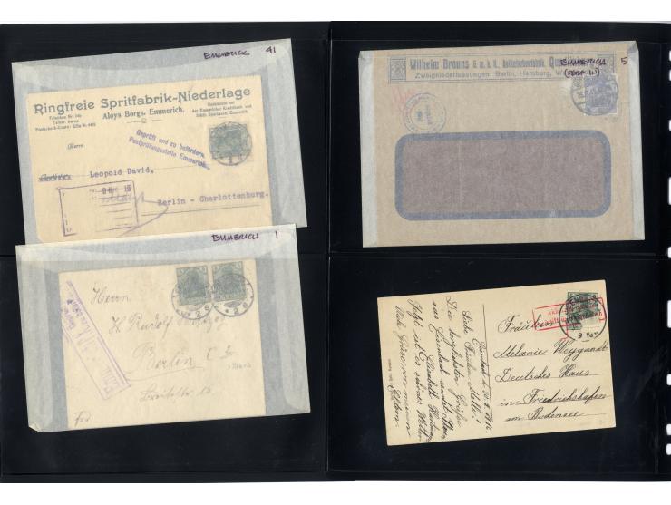 1914/22, ca. 190 Briefe, Karten und Ganzsachen mit vielen verschiedenen Zensur-Stempeln bzw. Verschlußzetteln inkl. etwas Dev
