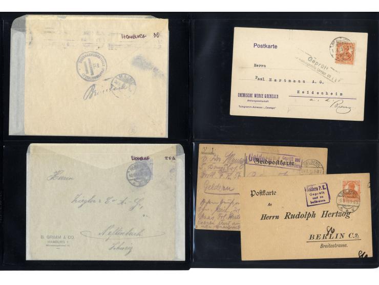 1914/22, ca. 190 Briefe, Karten und Ganzsachen mit vielen verschiedenen Zensur-Stempeln bzw. Verschlußzetteln inkl. etwas Dev