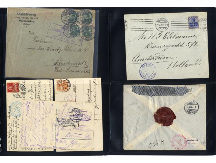 1914/22, ca. 190 Briefe, Karten und Ganzsachen mit vielen verschiedenen Zensur-Stempeln bzw. Verschlußzetteln inkl. etwas Dev