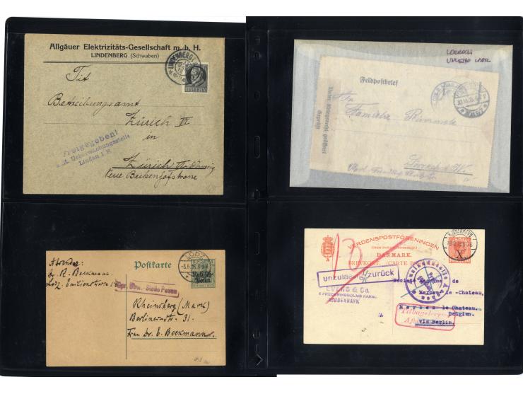 1914/22, ca. 190 Briefe, Karten und Ganzsachen mit vielen verschiedenen Zensur-Stempeln bzw. Verschlußzetteln inkl. etwas Dev