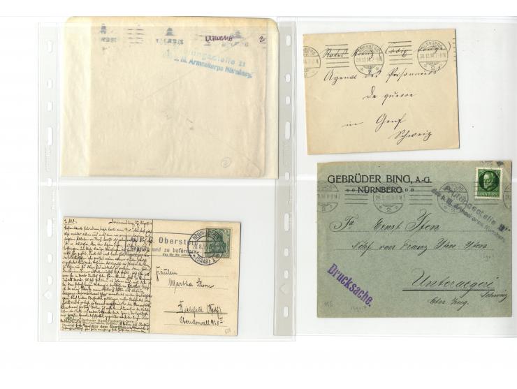 1914/22, ca. 190 Briefe, Karten und Ganzsachen mit vielen verschiedenen Zensur-Stempeln bzw. Verschlußzetteln inkl. etwas Dev
