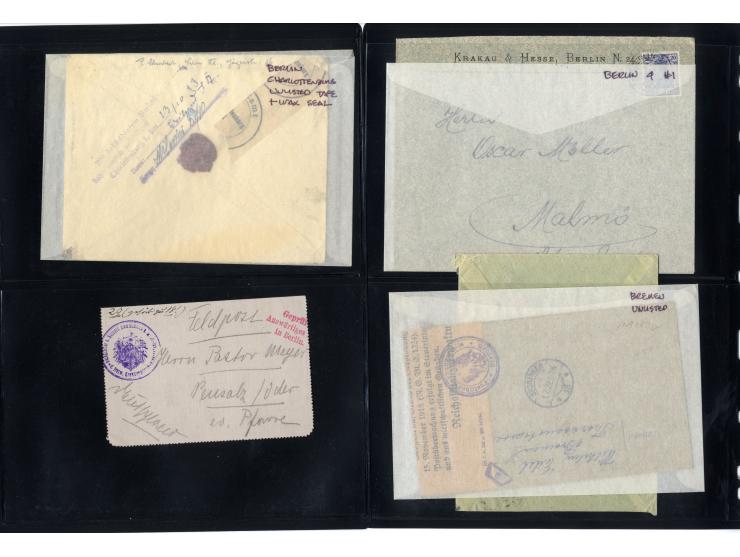 1914/22, ca. 190 Briefe, Karten und Ganzsachen mit vielen verschiedenen Zensur-Stempeln bzw. Verschlußzetteln inkl. etwas Dev