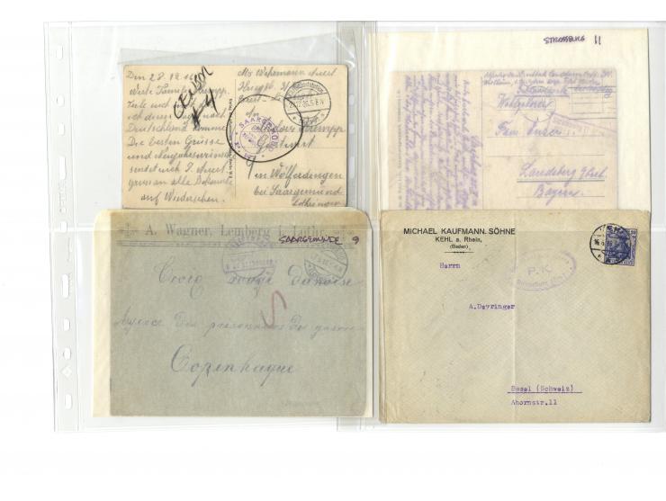 1914/22, ca. 190 Briefe, Karten und Ganzsachen mit vielen verschiedenen Zensur-Stempeln bzw. Verschlußzetteln inkl. etwas Dev