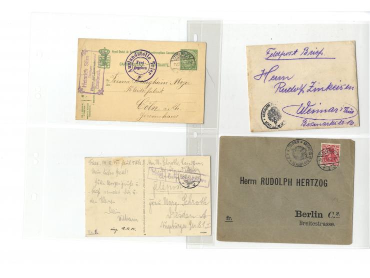 1914/22, ca. 190 Briefe, Karten und Ganzsachen mit vielen verschiedenen Zensur-Stempeln bzw. Verschlußzetteln inkl. etwas Dev