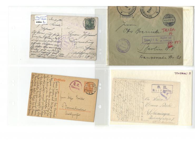 1914/22, ca. 190 Briefe, Karten und Ganzsachen mit vielen verschiedenen Zensur-Stempeln bzw. Verschlußzetteln inkl. etwas Dev