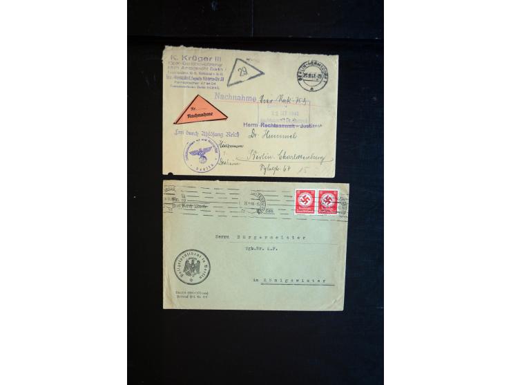 1920/45, einige hundert Briefe und Karten, Schwerpunkt III. Reich mit Propagandakarten, interessante Stempel, Auslandspost us
