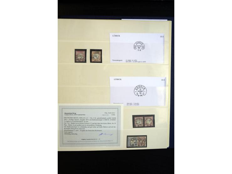 1872/75, Hufeisen auf Brustschilden, Sammlung mit über 110 Einzelmarken/Briefstücken und 21 Briefen/Karten, dabei viele besse