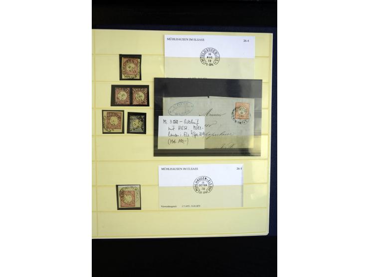 1872/75, Hufeisen auf Brustschilden, Sammlung mit über 110 Einzelmarken/Briefstücken und 21 Briefen/Karten, dabei viele besse
