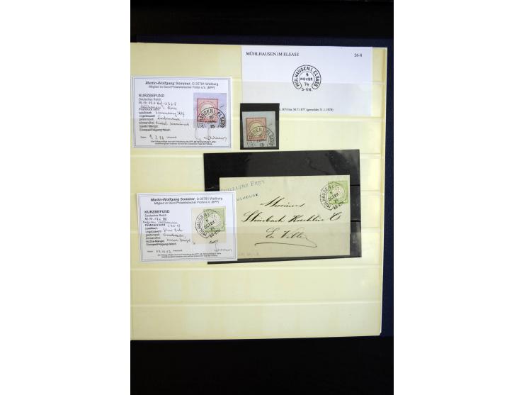 1872/75, Hufeisen auf Brustschilden, Sammlung mit über 110 Einzelmarken/Briefstücken und 21 Briefen/Karten, dabei viele besse