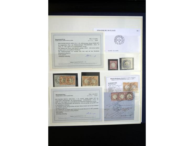 1872/75, Hufeisen auf Brustschilden, Sammlung mit über 110 Einzelmarken/Briefstücken und 21 Briefen/Karten, dabei viele besse