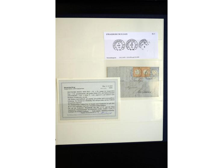 1872/75, Hufeisen auf Brustschilden, Sammlung mit über 110 Einzelmarken/Briefstücken und 21 Briefen/Karten, dabei viele besse