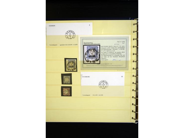1872/75, Hufeisen auf Brustschilden, Sammlung mit über 110 Einzelmarken/Briefstücken und 21 Briefen/Karten, dabei viele besse