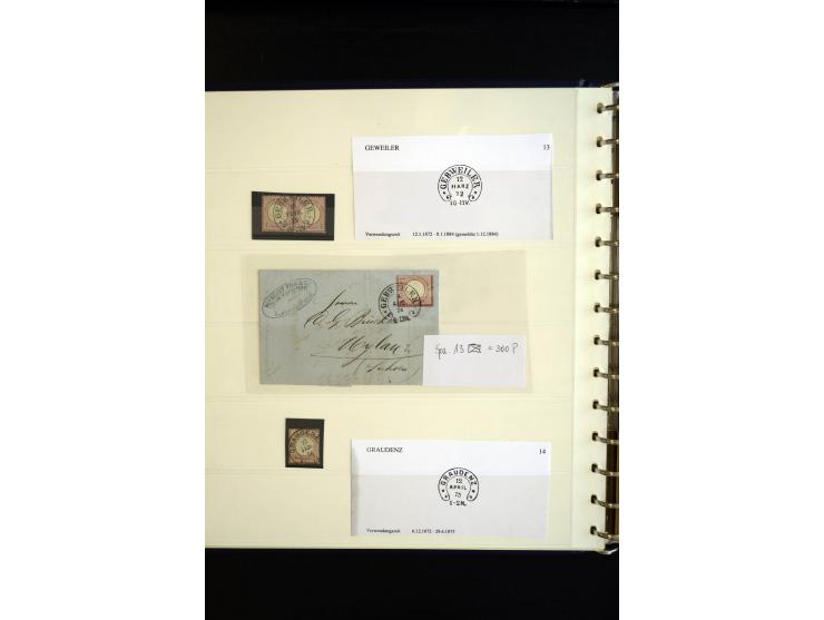 1872/75, Hufeisen auf Brustschilden, Sammlung mit über 110 Einzelmarken/Briefstücken und 21 Briefen/Karten, dabei viele besse