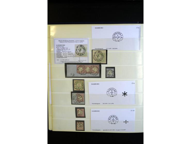 1872/75, Hufeisen auf Brustschilden, Sammlung mit über 110 Einzelmarken/Briefstücken und 21 Briefen/Karten, dabei viele besse