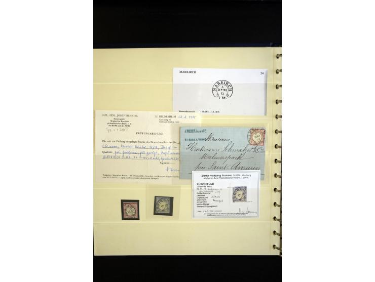 1872/75, Hufeisen auf Brustschilden, Sammlung mit über 110 Einzelmarken/Briefstücken und 21 Briefen/Karten, dabei viele besse