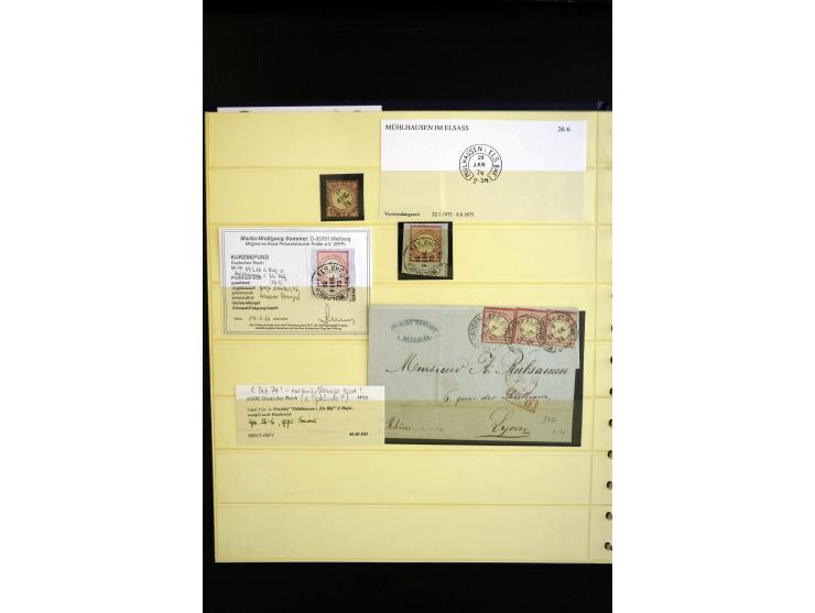 1872/75, Hufeisen auf Brustschilden, Sammlung mit über 110 Einzelmarken/Briefstücken und 21 Briefen/Karten, dabei viele besse