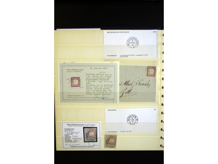 1872/75, Hufeisen auf Brustschilden, Sammlung mit über 110 Einzelmarken/Briefstücken und 21 Briefen/Karten, dabei viele besse