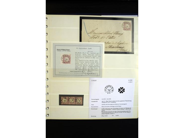 1872/75, Hufeisen auf Brustschilden, Sammlung mit über 110 Einzelmarken/Briefstücken und 21 Briefen/Karten, dabei viele besse