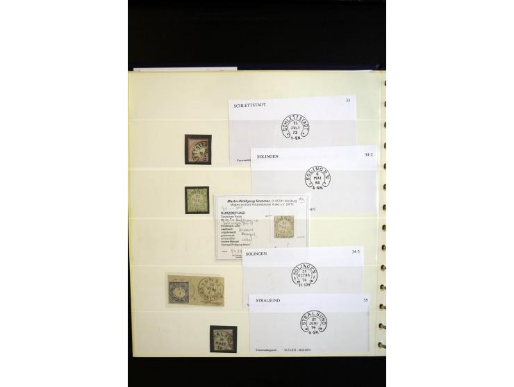 1872/75, Hufeisen auf Brustschilden, Sammlung mit über 110 Einzelmarken/Briefstücken und 21 Briefen/Karten, dabei viele besse