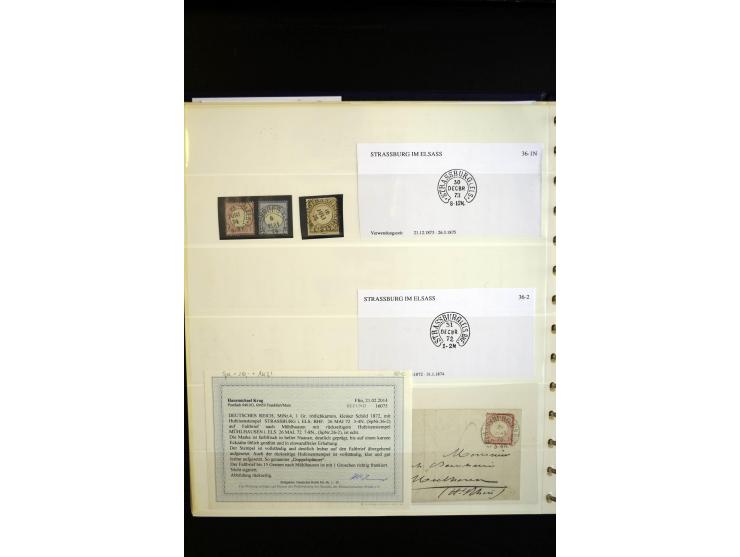 1872/75, Hufeisen auf Brustschilden, Sammlung mit über 110 Einzelmarken/Briefstücken und 21 Briefen/Karten, dabei viele besse