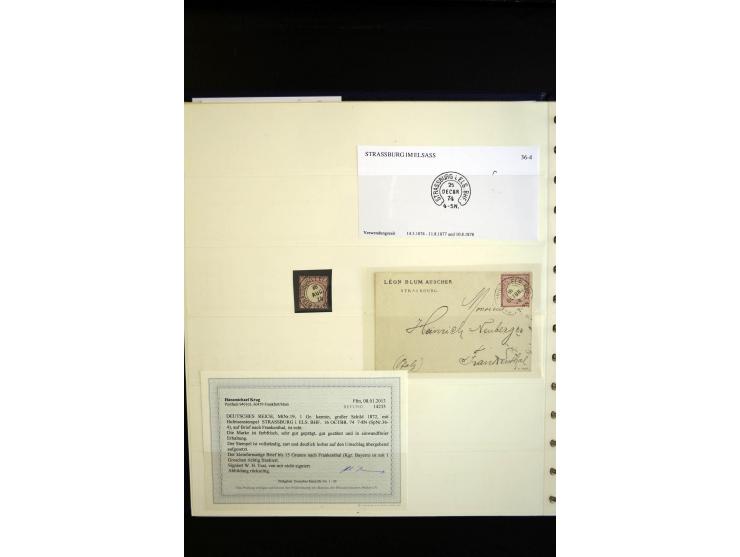 1872/75, Hufeisen auf Brustschilden, Sammlung mit über 110 Einzelmarken/Briefstücken und 21 Briefen/Karten, dabei viele besse