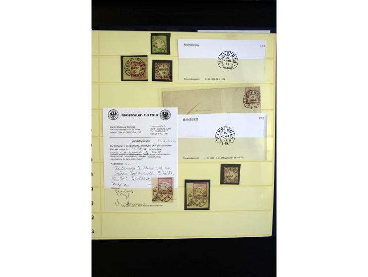 1872/75, Hufeisen auf Brustschilden, Sammlung mit über 110 Einzelmarken/Briefstücken und 21 Briefen/Karten, dabei viele besse