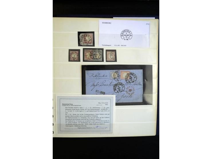 1872/75, Hufeisen auf Brustschilden, Sammlung mit über 110 Einzelmarken/Briefstücken und 21 Briefen/Karten, dabei viele besse