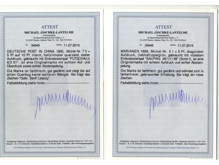 China bis Togo, ungebrauchte und meist gestempelte Sammlung mit rund 20 5 M.-Werten, DPC 7II, Karolinen 5I, Marianen 1I und 2