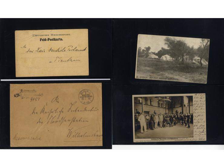 1887/1918, interessante Partie mit 22 Briefen, Karten und Ganzsachen sowie 7 Marken bzw. Briefstücken und 2 Siegelmarken auf 