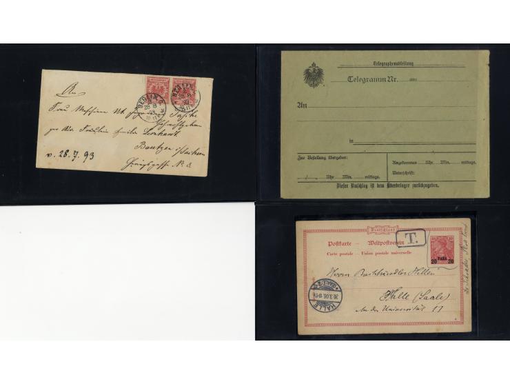 1887/1918, interessante Partie mit 22 Briefen, Karten und Ganzsachen sowie 7 Marken bzw. Briefstücken und 2 Siegelmarken auf 