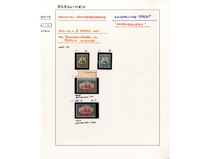 1888/1919, DNG, Karolinien, Kiautschou, Marianen, Marschall-Inseln und Samoa, schöne gestempelte Sammlung ab einigen Vorläufe