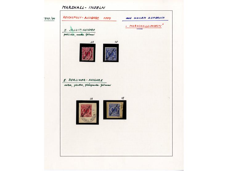 1888/1919, DNG, Karolinien, Kiautschou, Marianen, Marschall-Inseln und Samoa, schöne gestempelte Sammlung ab einigen Vorläufe