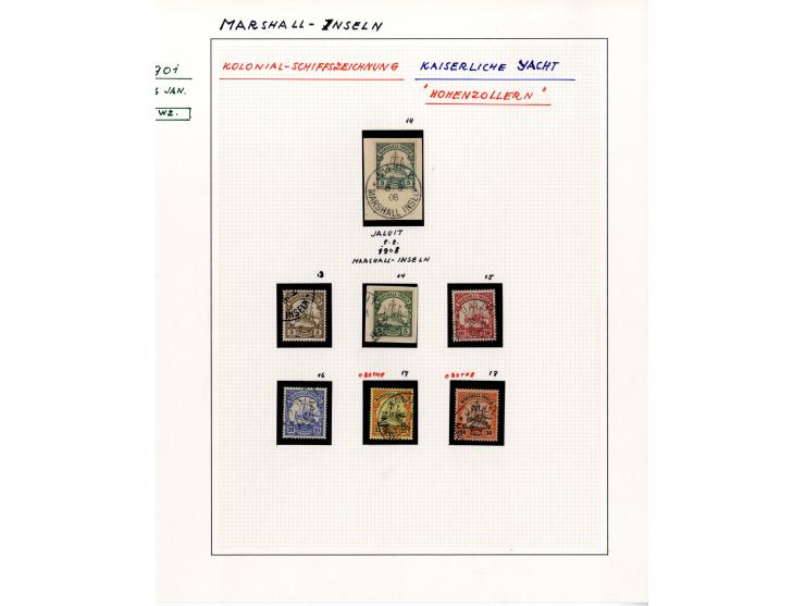1888/1919, DNG, Karolinien, Kiautschou, Marianen, Marschall-Inseln und Samoa, schöne gestempelte Sammlung ab einigen Vorläufe