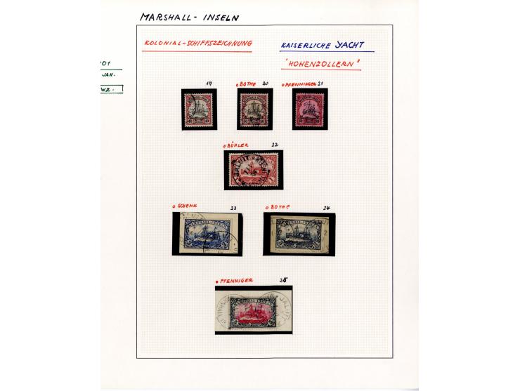 1888/1919, DNG, Karolinien, Kiautschou, Marianen, Marschall-Inseln und Samoa, schöne gestempelte Sammlung ab einigen Vorläufe